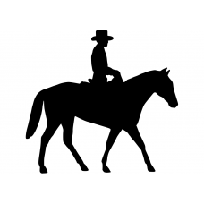 Paardrijden muursticker: 10104 - Cowboy op paard rechts