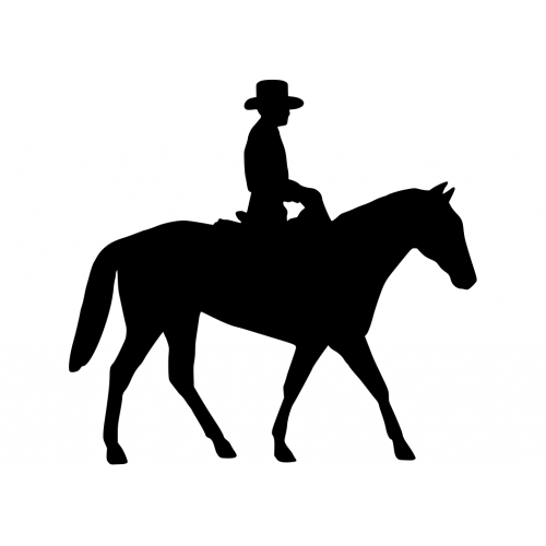 vergelijking Geschatte Ongehoorzaamheid Muursticker - 10104 - Cowboy op paard rechts - muursticker