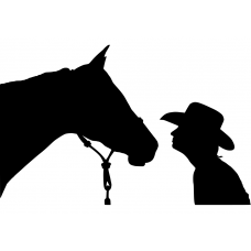 Paardrijden muursticker: 10107 - Cowboy paard onderonsje