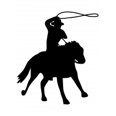 Paarden muursticker: 10174 - Cowboy zwaait lasso