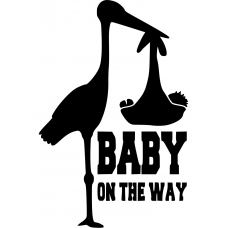 Dieren muursticker: 10119 - Baby on the way ooievaar