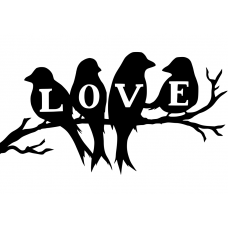 Bomen en takken muursticker: 10073 - Love vogels op tak