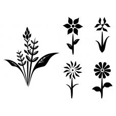 Bloemen en planten muursticker: 10234 - 5 bloemen combinatieset