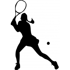 Sport muursticker: 10160 - Tennis vrouw racket hoog